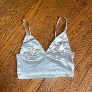 Silver velvet crop top!